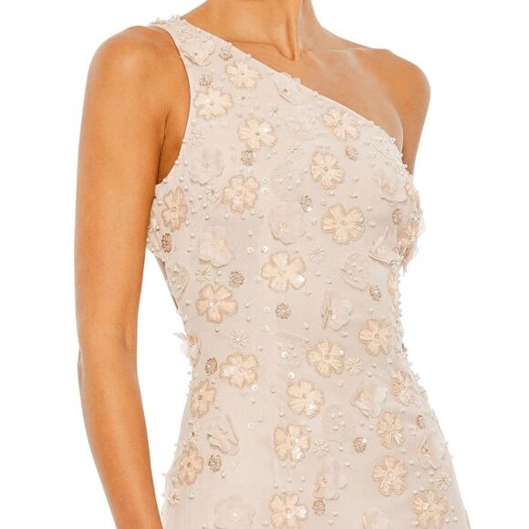 Mac Duggal 9168 Embellished One Shoulder Strappy Trumpet Gown Blush Pink Size 8 - Picture 3 of 14